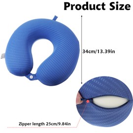 Neck Pillow Replacement Cover Travel U Neck Pillow Case Cover Travel Neck Pillow Cover Pillow, 13.39‘’ U Shaped Neck Pillow Washable Cover, Airplane Pillow Cover (Only Pillow Covers, no Filler)(Blue)
