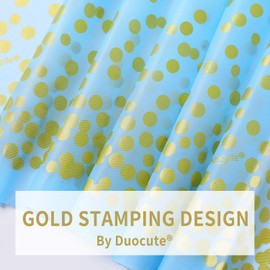 Duocute 2 Pack Blue and Gold Party Tablecloth for Rectangle Table, Gold Dot Confetti Rectangular Table Cover, for Birthday Party, Baby Shower, Boy Birthday, Tea Party, Retirements, 137cm x 274cm