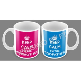 Keep Calm I'm The Godmother/Godfather Set of Two Ceramic White 11oz Mugs by FT