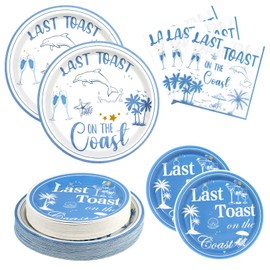 Dhnvcud 180PCS Last Toast on the Coast Party Supplies Serve 60,Coastal Bachelorette Party Paper Plates and Napkins Kit for Bridal Wedding Girl Birthday Baby Shower Decoration