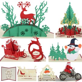 HAPEE 8 Pack of 3D Pop Up Christmas Cards | Greeting Holiday Note Cards with Envelopes for Xmas/New Year