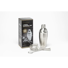 Cellardine 3 Piece Cocktail Set, Stainless Steel, Silver, One Size