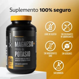 Citrato de Magnesio  Citrato de Potasio  120 Cáps cu  Saisa Herbal  Suplemento Alimenticio Calidad Premium  Energía, Anticalambres y Recuperación...  