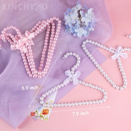 KINCHYGO, 10 Pack Pet Clothes Hangers Small Pearl Apparel Hanger with Ribbon for Dogs Cats Pets