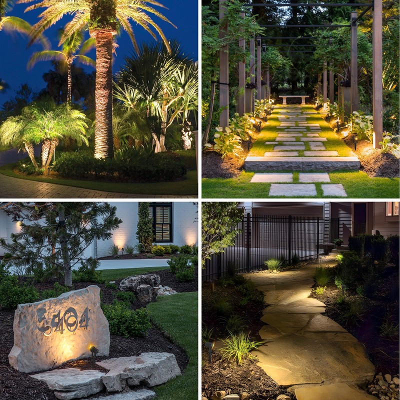 APONUO Solar Spot Lights Outdoor 4-in-1 Solar Landscape Lights Dusk