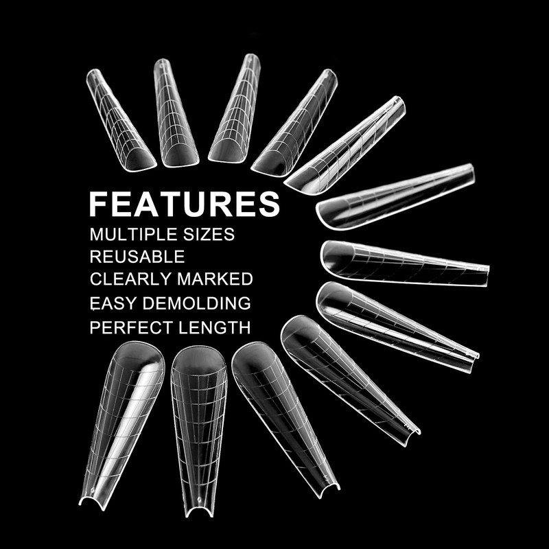 C12rtive 140 Pieces Dual Nail Shapes, Inverted Extension, Poly Nail