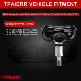 TPAIERR 4Pcs TPMS Sensor, 315Mhz OE 4260708010 426070C050 426070C060 426070C080 Tire Pressure Monitoring System Compatible with Toyota Sequoia 2008-2017, for Sienna 2007-2020, for Tundra Set of 4