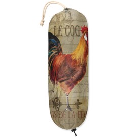 Vintage Rooster Plastic Bag Holder, Animal Chicken Grocery Bag Storage Holder Hanging Garbage Shopping Bag Trash Bags Organizer for Kitchen Home