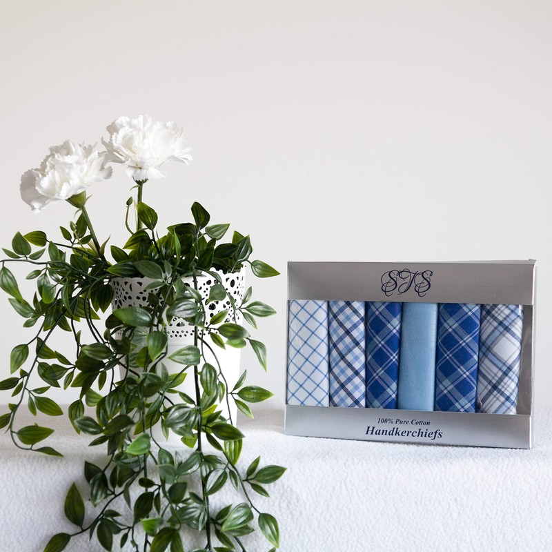 Mens Handkerchiefs 100% Cotton Boxed Hankies Hankys Mens Quality Gift