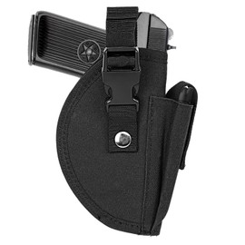 Tactical Molle Adjustable Pistol Holster for Men Women, Universal Airsoft Right/Left Bag, IWB/OWB Concealed Carry Pistol Holsters Outdoor Hunting Shooting Accessories (with Mag Pouch)