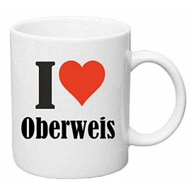 Reifen-Markt Kaffeetasse I Love Oberweis Keramik Höhe 9,5cm ? 8cm in Weiß