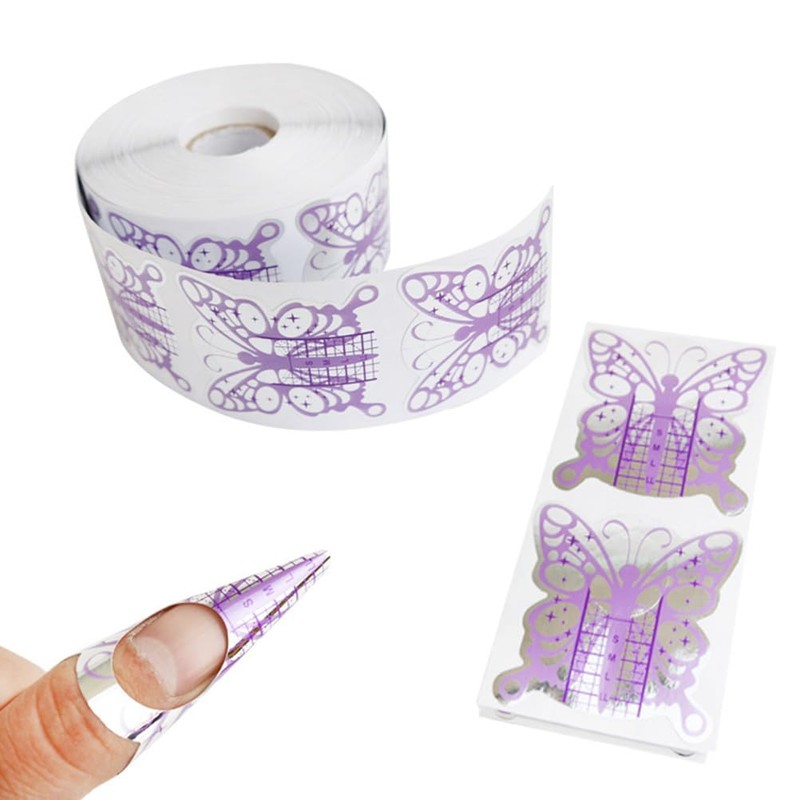 UKCOCO Purple Butterfly Nail Foam 500pcs Nail Guide Foam Roll