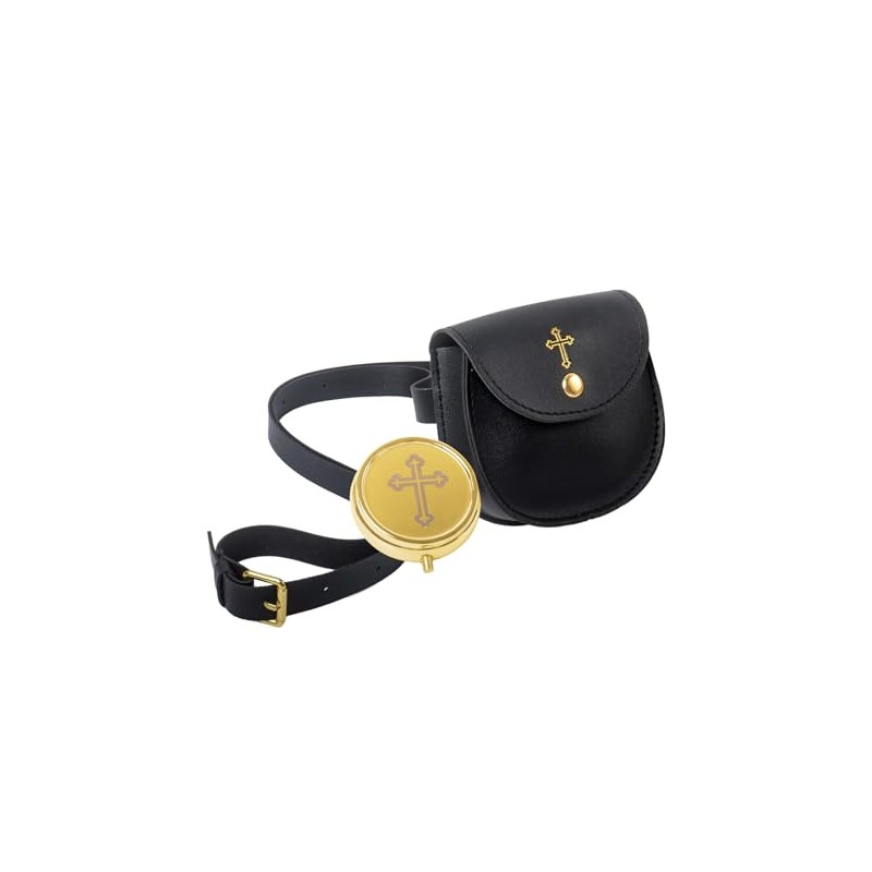 Klmnop Communion Burse for Pyx Gold Cross Pyx Container, Catholic