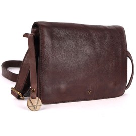 VILENCA HOLLAND Genuine Italian Leather Small Crossbody Sling Bag – Trendy Casual Office Bag with Adjustable Strap (Brown)