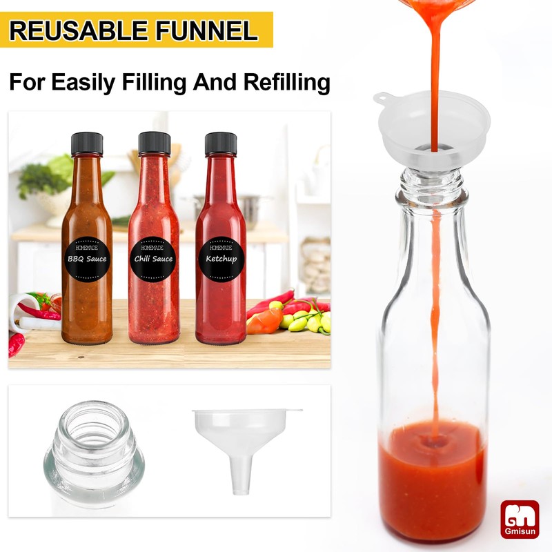 GMISUN Hot Sauce Bottles 5 oz, 24 Pack Vanilla Extract