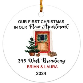 Our First Christmas in Our New Apartment Ornament, 2023 Our First Apartment Ornament, New Home Keepsake Ornament Customized, Housewarming Gift for Mr & Mrs Newlywed New Home Christmas Ornaments
