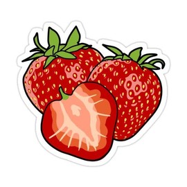 Strawberries Sticker | Vinyl | Decal for Car Bumper Sticker, Laptop Sticker, Waterbottle Sticker, Waterproof Sticker 5 Inch