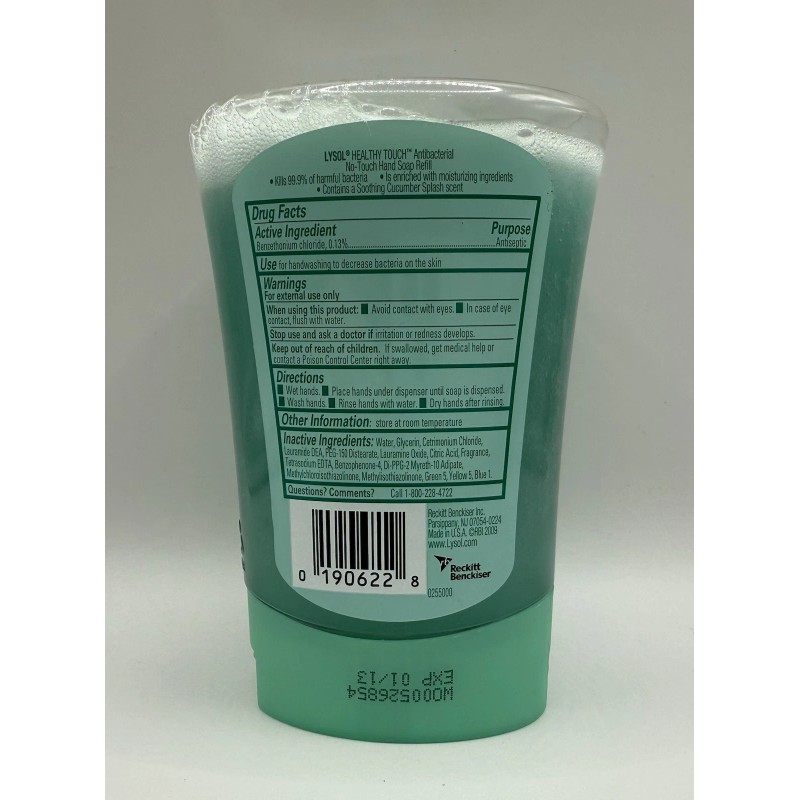 Lysol Healthy No Touch Hand Soap Dispenser Refill Cucumber Splash