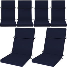 Chitidr 6 Pack Outdoor High Back Chair Cushion, 44 x 20 inches Patio Chair Cushions Waterproof Rocking Cushions Indoor Furniture Seat Pad, Weather Resistant (Navy Blue)