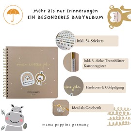 Baby Album My First Year, Memory Book to Fill in, Baby Diary with 5 Index Dividers and 54 Stickers