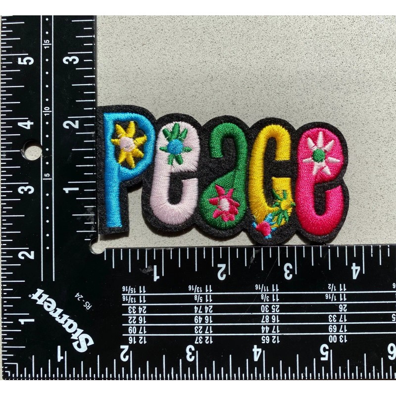 Unbranded Peace Embroidered Iron on Patch Embellishment 2”x4”