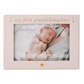 Bambino by Juliana Pink Rectangular Horizontal Picture Photo Frame 6" x 4" - 'My First Granddaughter'. Gift and Display Frame Celebrating New Born Babies, Christening & Baby Shower.