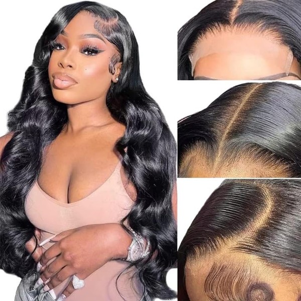 Body Wave Human Hair Wig 5 x 5 HD Transparent Lace Front Wig 100% Real Hair Wig Brazilian Wig Pre Plucked Glueless Wig Human Hair Wig Women's Real Hair 22 Inches