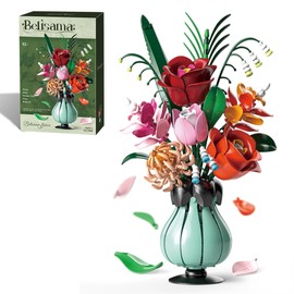 ZONECYTD Roses Building Set Flowers Bouquet with Vase for Adults -566pcs