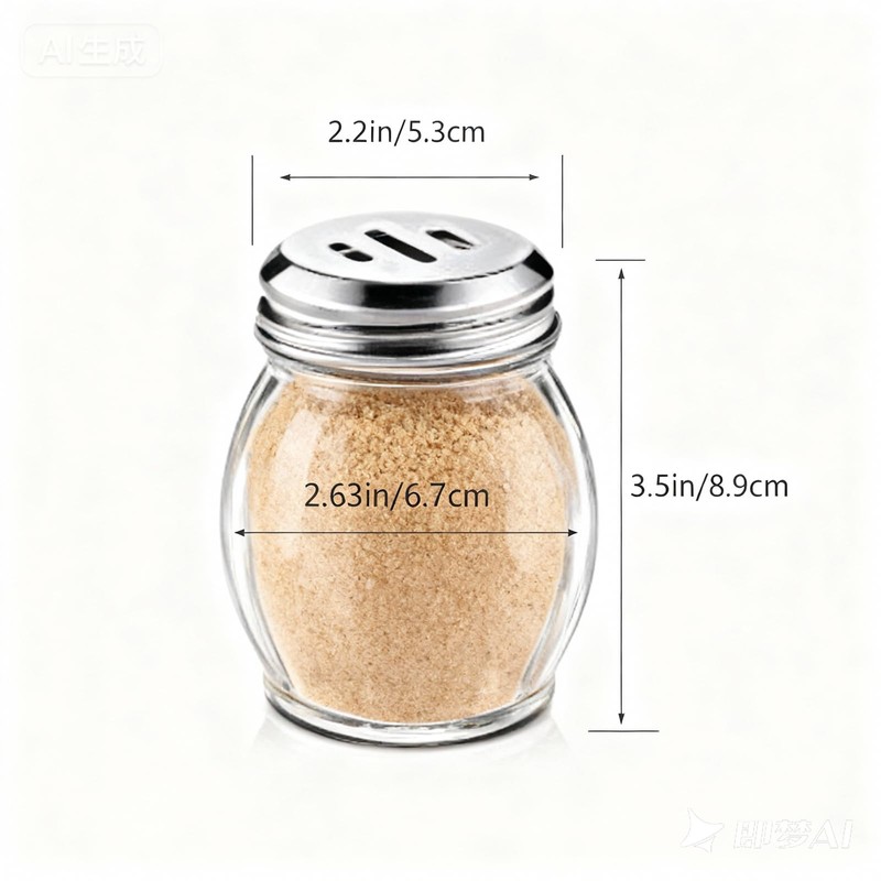 Glass Spice Shaker Set with Stainless Steel Top, 6 Ounces,