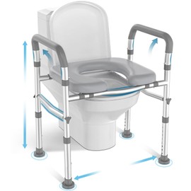 Raised Toilet Seat with Handles for Elderly, Toilet Seats Risers for Seniors,Adjustable Height & Width 400 lb Handicap Pregnant Elavted Toilet Seat Chair, Fits Any Toilet