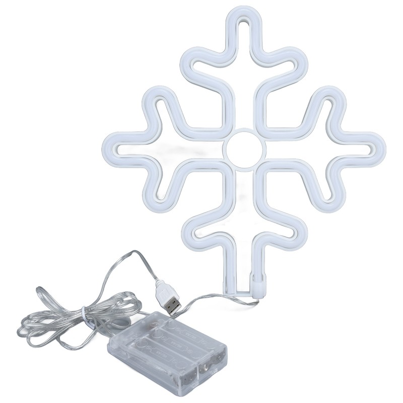 70in Neon Sign Romantic Christmas Snowflake Battery USB Powered LED