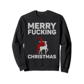Merry Christmas Humour Offensive Ugly Sweater for Adults Sweatshirt, black