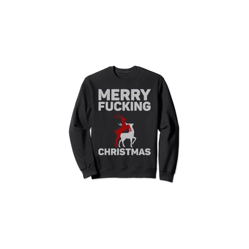 Merry Christmas Humour Offensive Ugly Sweater for Adults Sweatshirt, black