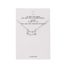 QUINNLYN & CO. Gemini Zodiac Pattern Swarovzki Pendant Necklace, Birthday and Virtual Thanksgiving Gifts for Women, Teens and Girls with Inspirational Greeting Card