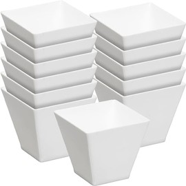 Bluesky Trading MiniWare White Plastic Square Bowl (Pack Of 12) - 2 Oz. - Chic Design, Perfect for Parties, Events, Entertaining, Catering, Appetizers, Dips, Desserts & More