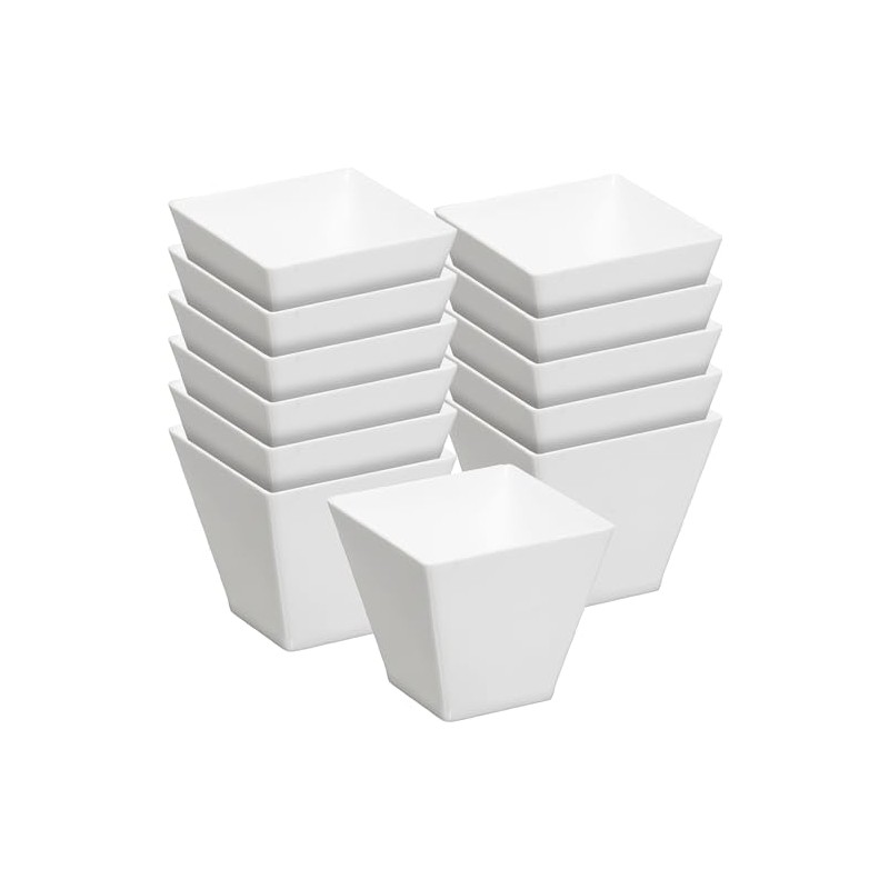 Bluesky Trading MiniWare White Plastic Square Bowl (Pack Of 12)