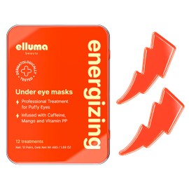 Elluma Beauty Under Eye Patches 12 Pairs of Themed Hydrogel Eye Gel Pads - For Puffy Eyes and Dark Circles, Under Eye Bags, Wrinkles - Energizing Set with Caffeine