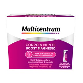 Multicentrum Magnesium Body & Mind Boost Magnesium Food Supplement with 3 sources of Magnesium Vitamin B6, 30 sachets