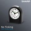 Sharp Small Battery Operated Analog Alarm Clock Silent No Ticking,