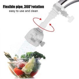 Adjustable Splash-Proof Faucet Extender, Kitchen Sink Taps Rotatable Nozzle Filter, Water-Saving Tap Valve Faucet Extension (13cm-Gray)