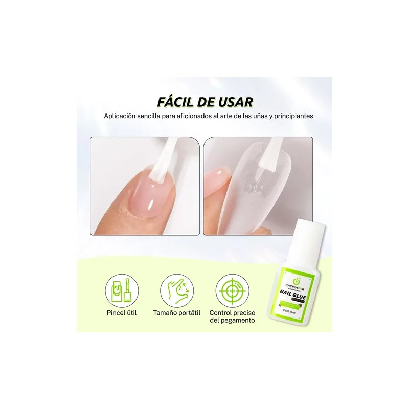 Pegamento Para Tips De Uñas Con Pincel 10ml 3pcs Cherimoya