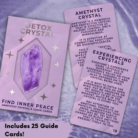 Detox Healing Crystal + 25 Guide Cards - Amethyst Crystal - Learn & Detox