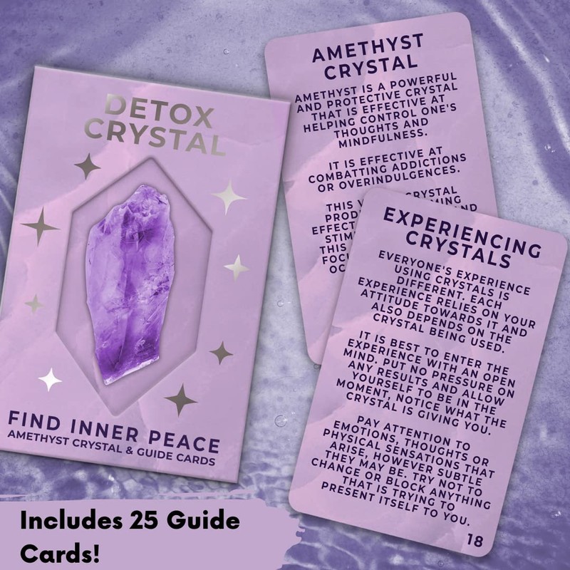 Detox Healing Crystal + 25 Guide Cards - Amethyst Crystal
