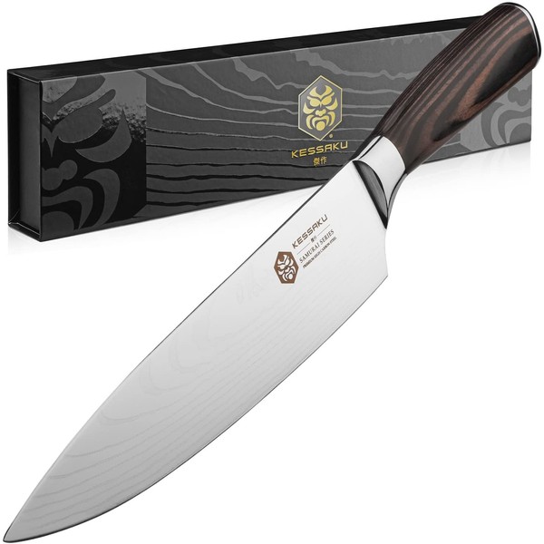 Kessaku 8-Inch Chef Knife - Samurai Series - High Carbon 7Cr17MoV Stainless Steel with Blade Guard