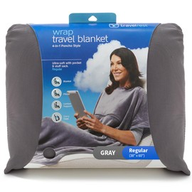 TRAVELREST 4-in-1 Travel Blanket – Wearable Blanket, Pillow & Body Wrap, Lightweight, Compact & Cozy with Carry Case, Travel Friendly, Comfort, Ideal for Airplanes, Long Flights, Road Trips - Gray
