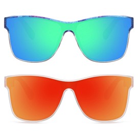 DUBERY Fashion Polarized Sunglasses for Women Men 100% UV Protection Trendy Siamese Lens Shades D8030 2Pack