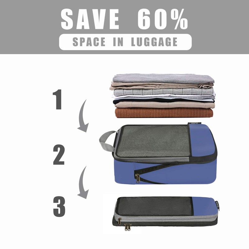Eono Compression Packing Cubes, Luggage Organiser Set, Extensible Suitcase Organiser,