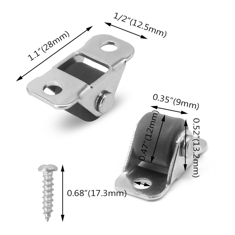 Alamic 12 Pcs 1/2" Small Caster Wheels, Directional Caster Wheel,