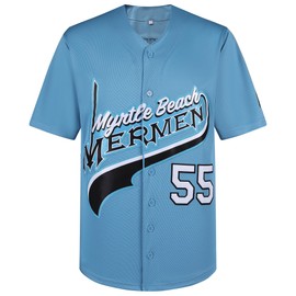 Afuby Kenny Powers Jerseys 55 Myrtle Beach Mermen Stitched Movie Baseball Jersey for Mens S-XXXL (XX-Large, Blue)