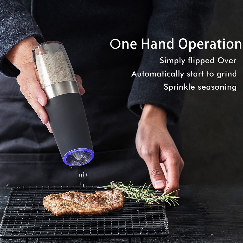 Gravity Electric Pepper and Salt Grinder Set, Battery Operated Pepper
